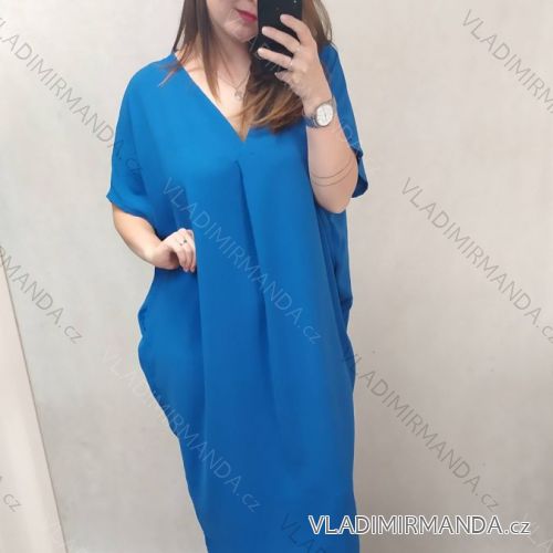 Šaty maxi dlouhé oversize krátký rukáv dámské nadrozměr (4XL/5XL ONE SIZE) ITALSKÁ MÓDA IMD22139