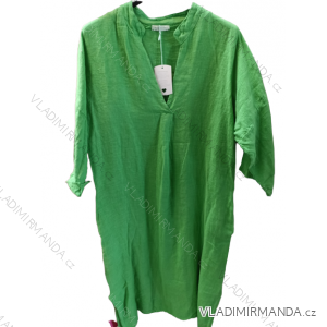 Šaty oversize ľanové krátky rukáv dámska nadrozmer (L/XL/2XL ONE SIZE) TALIANSKA MóDA IM522182