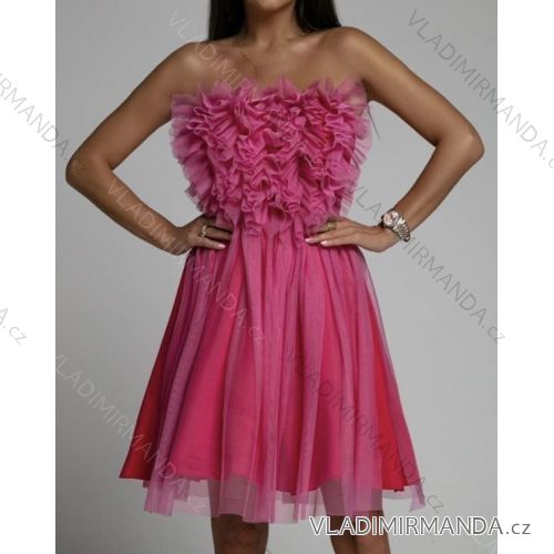 Šaty elegantný letný carmen cez ramená tilové dámske (S/M/L ONE SIZE) TALIANSKA MÓDA IMWA221668