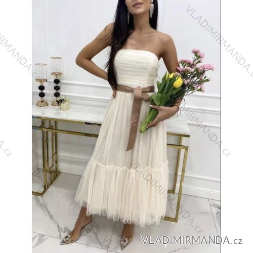 Šaty dlhé elegantný carmen tilové dámske (S/M/L ONE SIZE) TALIANSKA MÓDA IMWG221676