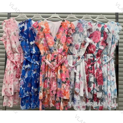 Šaty elegantné letné šifónové kvetované bez rukávov dámske (S/M/L ONE SIZE) TALIANSKA MÓDA IMWM221700