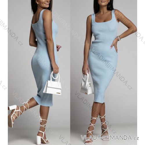 Šaty dlhé riadkované na ramienka dámske (S/M/L ONE SIZE) TALIANSKA MÓDA IMWG221734