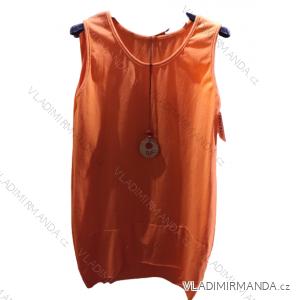Šaty voľnočasové oválne bavlnené s príveskom bez rukávu dámske (S/M/L ONE SIZE) TALIANSKA MÓDA IMH22141