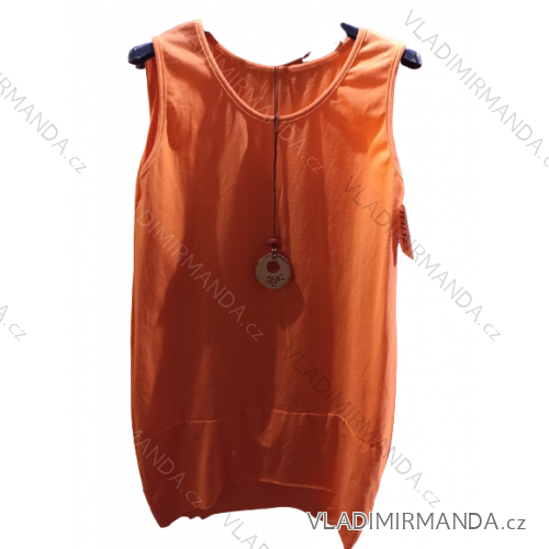 Šaty voľnočasové oválne bavlnené s príveskom bez rukávu dámske (S/M/L ONE SIZE) TALIANSKA MÓDA IMH22141