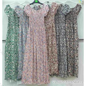 Šaty dlhé letné žabičkované krátky rukáv dámske (S-XL) TALIANSKA MÓDA PMWB22006