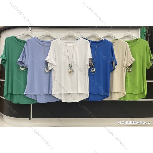 Tunika oversize krátky rukáv s príveskom dámska bavlnená nadrozmer (XL/2X/3XL ONE SIZE) TALIANSKA MÓDA IMWT221896