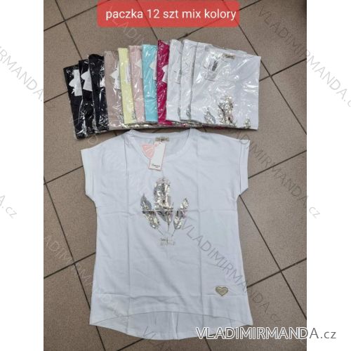 Tričko krátky rukáv dámske (S/M ONE SIZE) TURECKÁ MÓDA TMWG22G55462