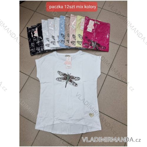 Tričko krátky rukáv dámske (S/M ONE SIZE) TURECKÁ MÓDA TMWG22G545