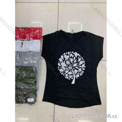 Tričko krátky rukáv dámske nadrozmer (2XL-4XL) TURECKÁ MÓDA TMWG22GYA0139