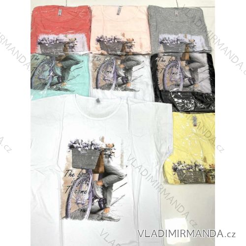 Tričko krátky rukáv dámske nadrozmer (2XL-4XL) TURECKÁ MÓDA TMWG22GYA0105