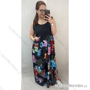 Šaty dlhé letné bez rukávu kvetované dámske nadrozmer (XL/2XL/3XL/4XL ONE SIZE) TALIANSKA MÓDA IMD22437