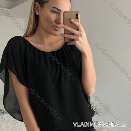 Blúzka/tunika šifón krátky rukáv dámske (S/M ONE SIZE) TALIANSKA MóDA IM322053