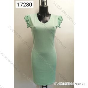 Šaty klasik krátky rukáv dámske volániky riadkové (S/M ONE SIZE) TALIANSKA MÓDA IMM2217280