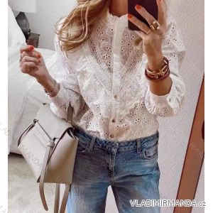Blúzka košeľa letná čipková dlhý rukáv dámska (S/M ONE SIZE) TALIANSKA MóDA IMM22616