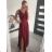 Šaty elegantné spoločenské dlhé na ramienka dámske (XS/S/M/L ONE SIZE) TALIANSKA MÓDA IM322045/DUR M/L červená