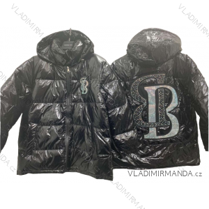 Bunda zimní s kapucí lesklá dámská (UNI S/M) ITALSKÁ MÓDA IMK20966