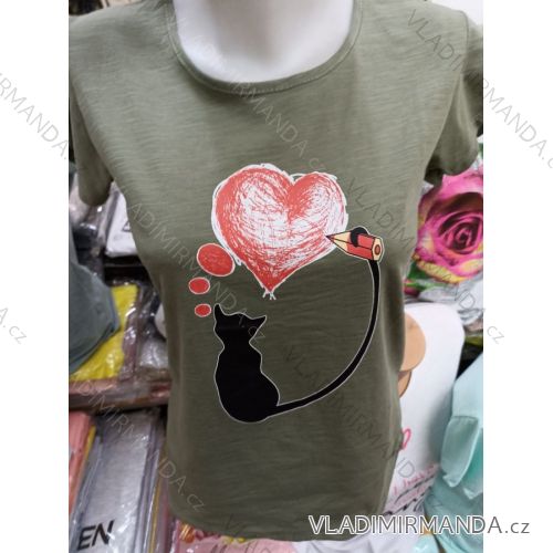 Tričko bavlnené krátky rukáv dámske (M-2XL) TURECKÁ MÓDA TM922029