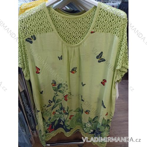 Šaty letné voľnočasové krátky rukáv dámska nadrozmer viskoza (L/XL/2XL ONE SIZE) TALIANSKA MÓDA IMN22010