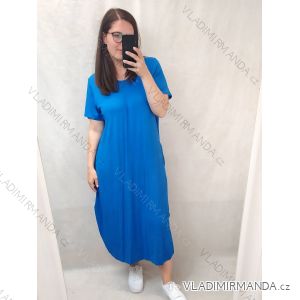 Šaty dlhé maxi letné voľnočasové krátky rukáv dámske viskoza (L/XL/2XL/3XL ONE SIZE) TALIANSKA MÓDA IMD22382