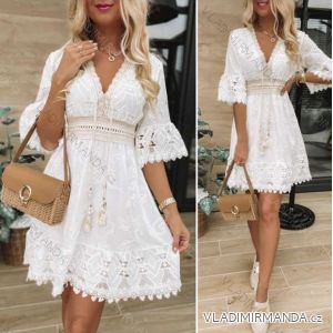 Šaty krajkové bavlnené krátky rukáv dámske (S/M ONE SIZE) TALIANSKA MÓDA IMWA222075