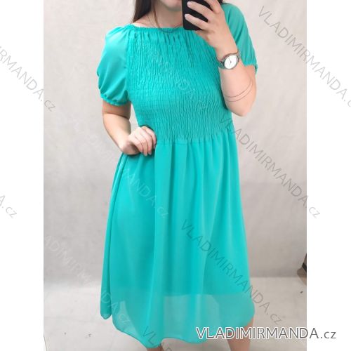 Šaty žabičkované krátky rukáv dámske nadrozmer (XL/2XL ONE SIZE) TALIANSKA MÓDA IMWQ22030/DR XL/2XL zelená