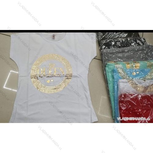 Tričko krátky rukáv dámske nadrozmer (2XL-4XL) TURECKÁ MÓDA TMWG22GYA0364-1