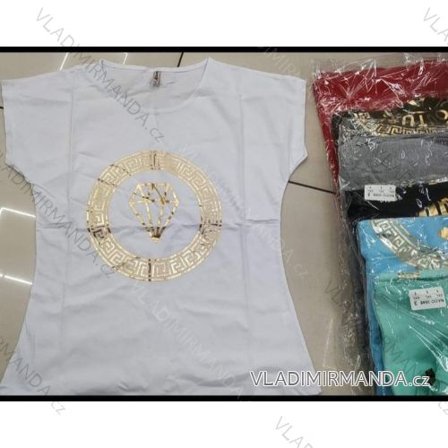 Tričko krátky rukáv dámske nadrozmer (2XL-4XL) TURECKÁ MÓDA TMWG22GYA0355-1