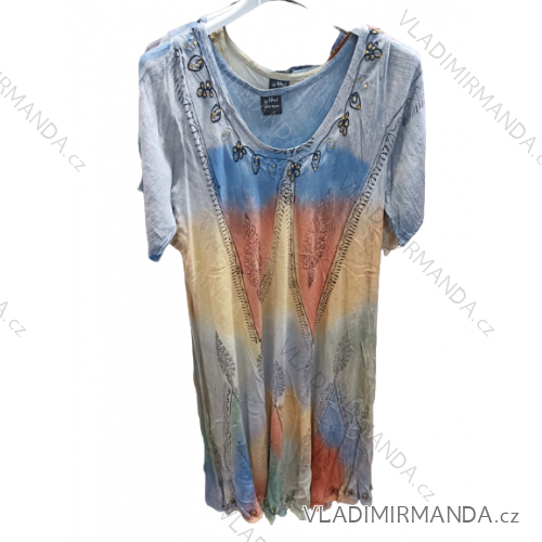 Šaty letné dlhé indické krátky rukáv dámske nadrozmer viskoza (L/XL/2XL ONE SIZE) INDICKÁ MóDA MA822003