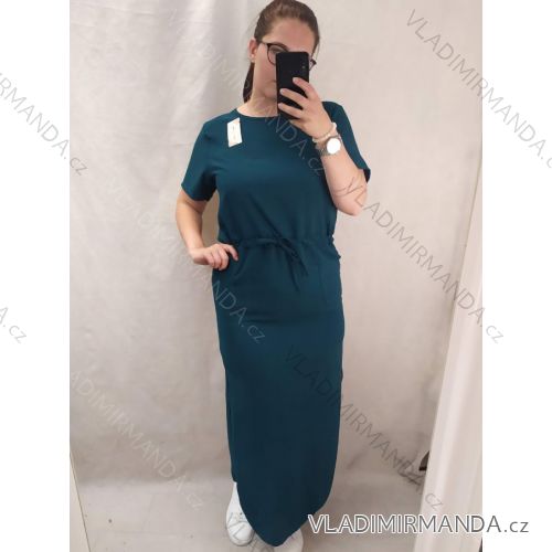 Šaty dlhé letné športové sťahovací krátky rukáv dámske nadrozmer (M/L/XL/2XL ONE SIZE) TALIANSKA MÓDA IMD22489