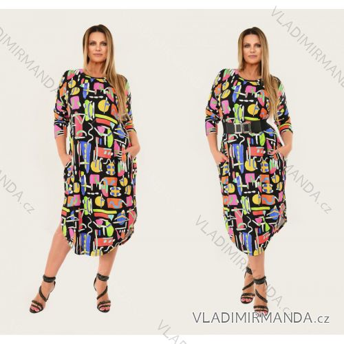 Šaty dlhý rukáv dámske nadrozmer (42-48) POLSKÁ MÓDA PMLSF22JAJKO-22