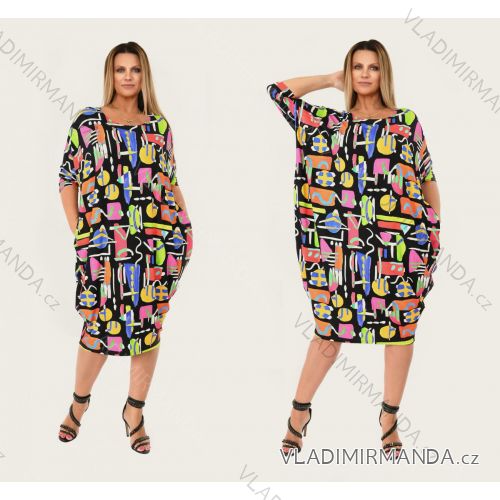 Šaty dlhý rukáv dámske nadrozmer (42-56) POLSKÁ MÓDA PMLSF22ALLA-24