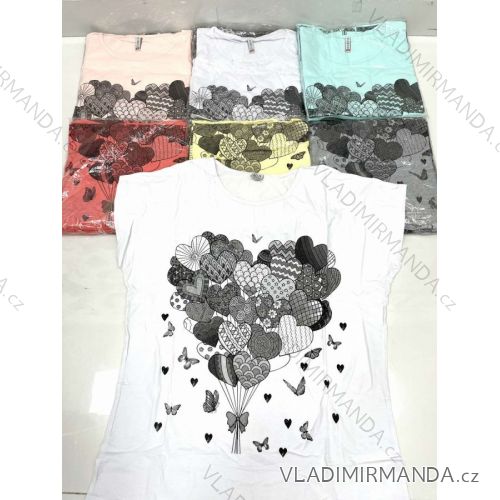 Tričko krátky rukáv dámske nadrozmer (2XL-4XL) TURECKÁ MÓDA TMWG22GYA0377