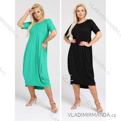 Šaty dlhé letné krátky rukáv dámske nadrozmer (XL/2XL/3XL ONE SIZE) POLSKÁ MÓDA PMLT22MASTI-2