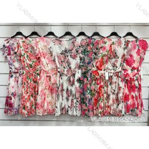Šaty elegantné letné šifónové kvetované krátky rukáv dámske (S/M/L ONE SIZE) TALIANSKA MÓDA IMWG222244