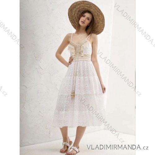 Šaty letné krajkové na ramienka dámske (S/M ONE SIZE) TALIANSKA MÓDA IMWG222263