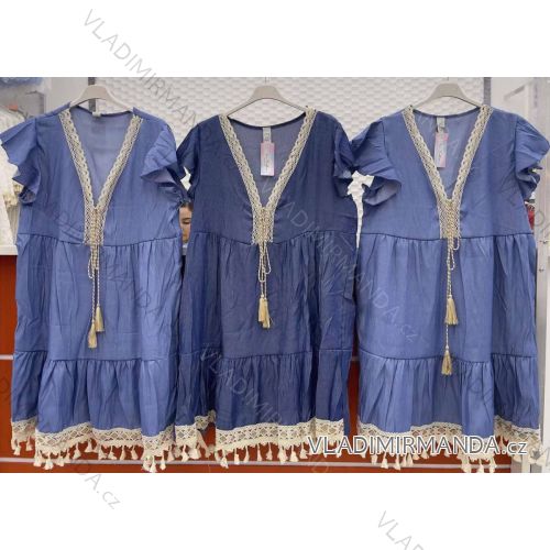 Šaty oversize krátky rukáv dámske viskoza (L/XL ONE SIZE) TALIANSKA MÓDA IMWC222269