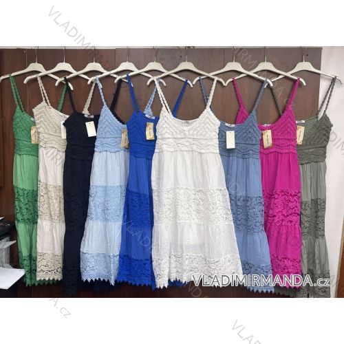 Šaty letné krajkové na ramienka dámske viskoza (S/M ONE SIZE) TALIANSKA MÓDA IMWA222277