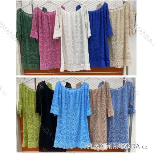 Šaty letné bavlnené krátky rukáv dámske nadrozmer (XL/2XL ONE SIZE) TALIANSKA MÓDA IMWC222135