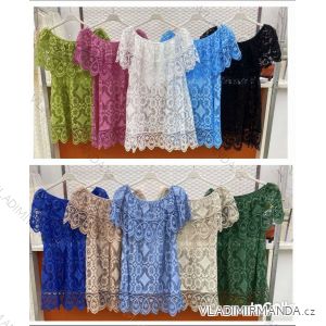 Šaty letné bavlnené krátky rukáv dámske nadrozmer (XL/2XL ONE SIZE) TALIANSKA MÓDA IMWC222136