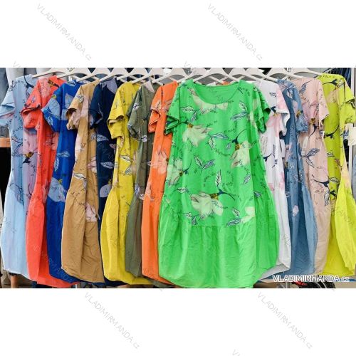 Šaty letné krátky rukáv dámske nadrozmer (XL/2XL ONE SIZE) TALIANSKA MÓDA IMWA222143