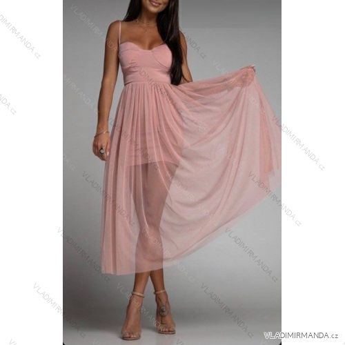 Šaty letné tilové na ramienkach dámske (S/M ONE SIZE) TALIANSKA MÓDA IMWG222306