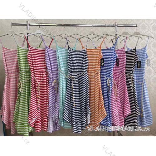 Šaty letné dlhé na ramienka dámske prúžok (S/M ONE SIZE) TALIANSKA MÓDA IMWK222187