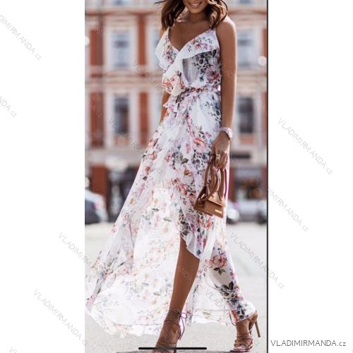 Šaty letné dlhé šifónové na ramienka dámske (S/M ONE SIZE) TALIANSKA MÓDA IMWK222188