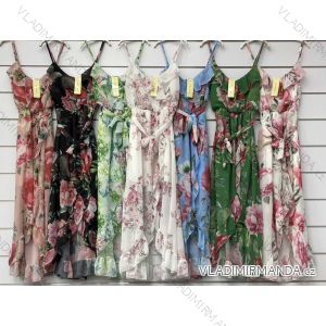 Šaty letné dlhé šifónové na ramienka dámske (S/M ONE SIZE) TALIANSKA MÓDA IMWK222197