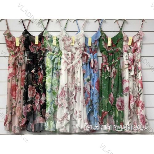 Šaty letné dlhé šifónové na ramienka dámske (S/M ONE SIZE) TALIANSKA MÓDA IMWK222197