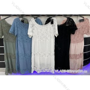 Šaty krajkové krátky rukáv dámske nadrozmer viskoza (XL/2XL ONE SIZE) TALIANSKA MÓDA IMWD222203