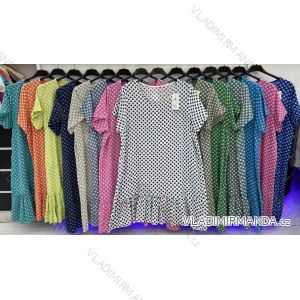 Šaty letné krátky rukáv dámske nadrozmer viskoza bodka (XL/2XL ONE SIZE) TALIANSKA MÓDA IMWD222205