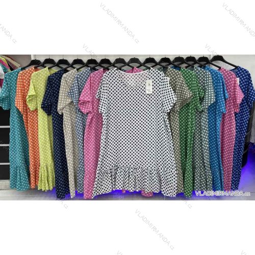 Šaty letné krátky rukáv dámske nadrozmer viskoza bodka (XL/2XL ONE SIZE) TALIANSKA MÓDA IMWD222205