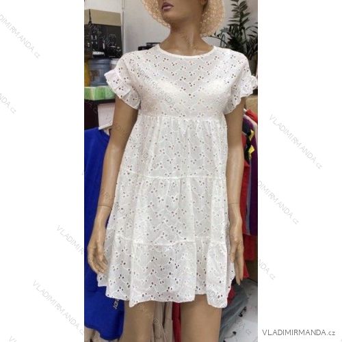 Šaty letné krajkové bavlnené krátky rukáv dámske (S/M ONE SIZE) TALIANSKA MÓDA IMWG222208
