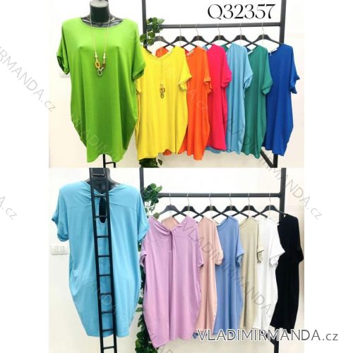 Tunika oversize s príveskom krátky rukáv rukáv dámska nadrozmer (XL/2XLONE SIZE) TALIANSKA MÓDA IMM22Q32357